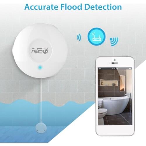 Smart Water Leak Alarm Sensor Z wave Plus Water Flood Leakage Sensor With Remote Probe Water Resistant