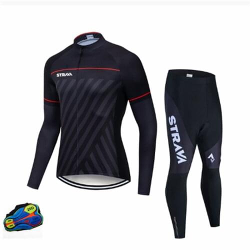 STRAVA Ciclismo Bicycle Uniforme Maillot Quick Dry 19D Gel Pad Black Cycling Jersey 20D Bib Set MTB Uniform Bike Clothing Quick