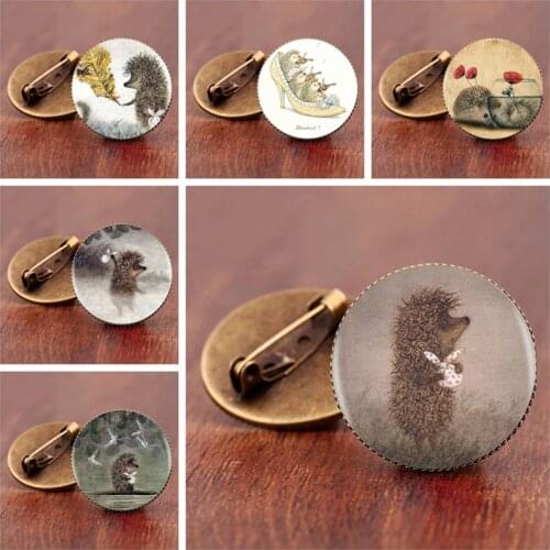 SUTEYI Vintage Hedgehog Brooch Cute Animal Pins Fashion Jewelry Brooches Antique Bronze Plated Collar Pin For Women Gift