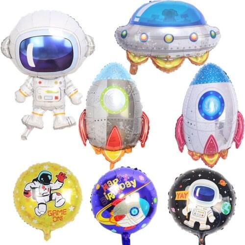 Rocket balloon space theme spaceship rocket astronaut shape aluminum foil balloon birthday party decoration hydrogen balloon