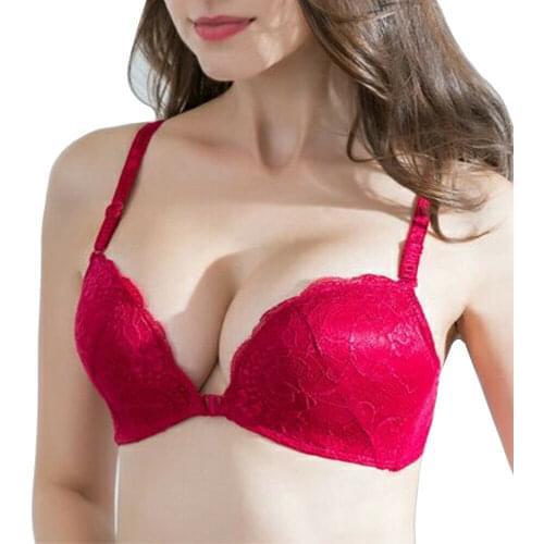 YBCG 6 Colors Front Closure Women Bra Push Up Wire Free Underwear Sexy Lace Thin Padded Breathable Brassiere