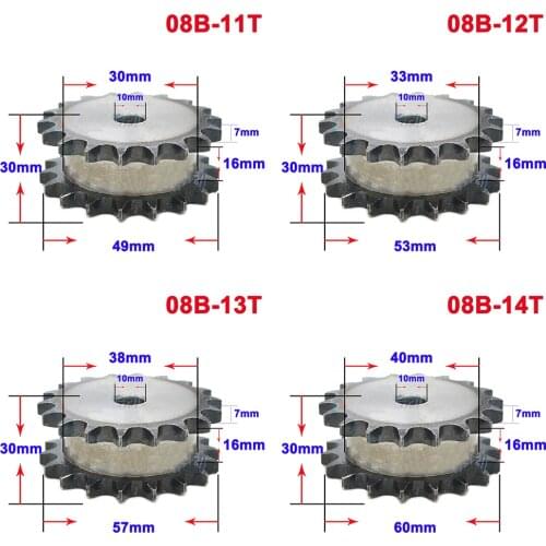 1Pcs 08B 11 Teeth To 26 Teeth Sprocket Wheel Double Row Chain Gear 45 Steel