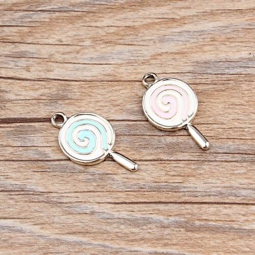 10pcs New Circle lollipop candy dangle charms pendant alloy enamel charms DIY accessories of necklace bracelet jewelry findings