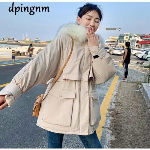 2020 Fashion Brand Coat Women Winter Hooded Zipper Coat Casual Femme Thickening Cotton Lady Winter Jacket with Fur Collar