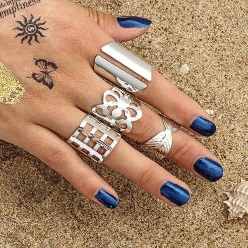 4PCS/SET Vintage Knuckle Rings For Women Charms Punk Gold/Silver Metal Midi Finger Rings Boho 2020 Jewelry