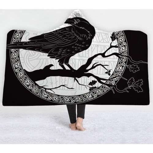 602 Printing Sherpa Throw Hooded Blanket Wearable Winter Warm Fleece Bedding Office Quilts Soft Adults Travel Hooded Blankets