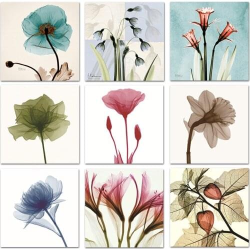 Watercolor Paintings Blue Red Floral Plant Lily of the valley Flower Wall Art Print Canvas Posters Picture Living Room Home Deco