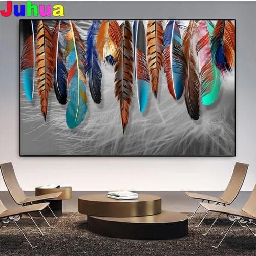 Abstract Nordic Colorful Feathers diy Diamond Painting Mosaic stitch 5D Full Square Round drill diamond Embroidery home decor