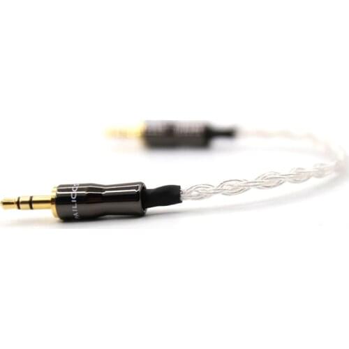 Free shipping 15cm 5N OCC pure copper silver plated cable 3.5mm Male To Male Audio Cable Adapter For Amplifier Decoder DAC