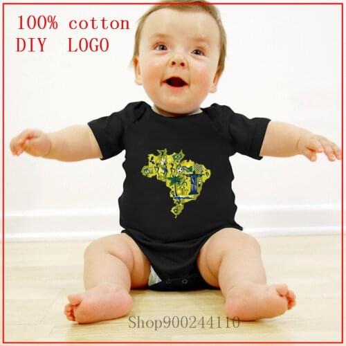 Map of Brazil flag Newborn Bodysuit Baby Summer Boys Girls Jumpsuit Short Sleeve Cotton Clothes Outfits for Kids Gifts Costume