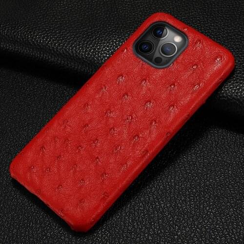 100% Natural Ostrich Cell Phone Case for iPhone 12 Mini 12 Pro Max 11 Pro Max X XS Max XR 8 Plus 6s 7 Plus SE 2020 luxury Cover