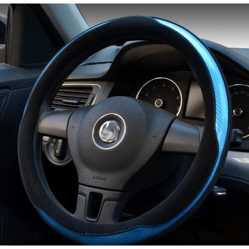Carbon Fiber Leather steering wheel cover universal Car handle case 4 colors choose for diameter 35/36/37/38/39/40cm
