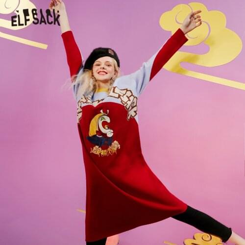 Модные вязаные платья ELF SACK China At AliExpress