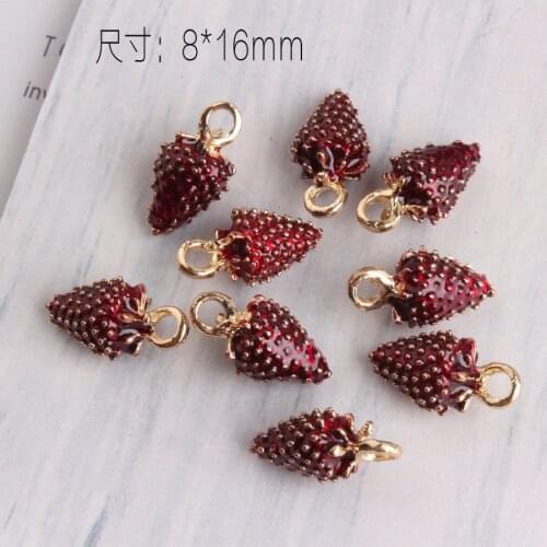 50PCs Enamel 3D Fruit Strawberry Pendant Charms DIY Jewelry Findings Bracelet Necklace Keyring Earring Charm Wholesale
