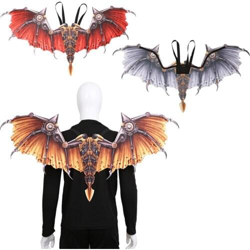 Fancy Carnival Adult Halloween Party Animal Dragon Cosplay Costume Role Play Make up Face Mask Wing Decoration Stage Props