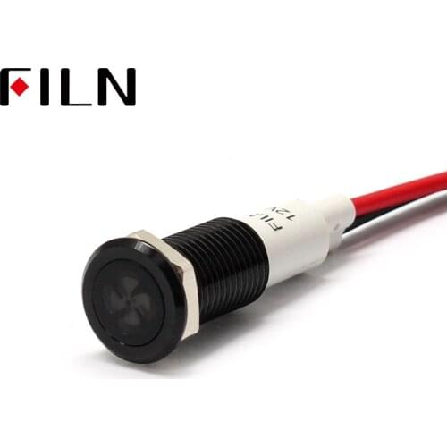 FILN 10mm Car dashboard fan symbol led red yellow white blue green 12v led indicator light with 20cm cable