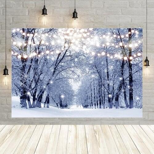 Avezano Photography Background Winter Snow Forests Decorative Lamp Landscape Photographic Backdrops Photophone For Photo Studio