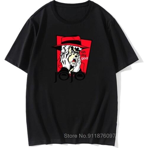Men JoJo Bizarre Adventure Manga Tops T Shirt Joseph Joestar Camisas Tops Cotton Tshirts for Men Christmas Day