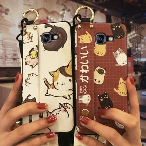 Cartoon Wrist Strap Phone Case For Samsung Galaxy A310/A3 2016/SM-A310F Dirt-resistant Silicone New