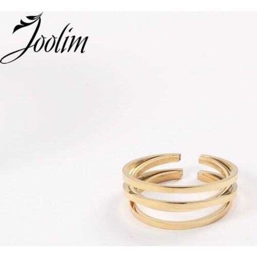 Joolim High End 18K Gold PVD Fashionable Multilayer Twine Rings for Women Stainless Steel Jewelry Wholesale