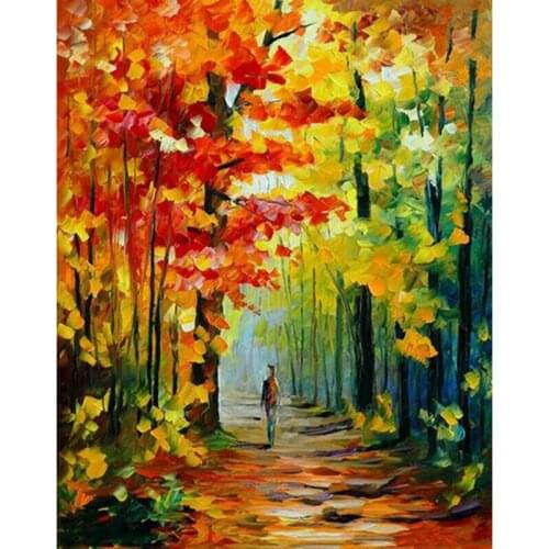 Painting By Numbers DIY Dropshipping 50x65 60x75cm Abstract forest people Scenery Canvas Wedding Decoration Art picture Gift