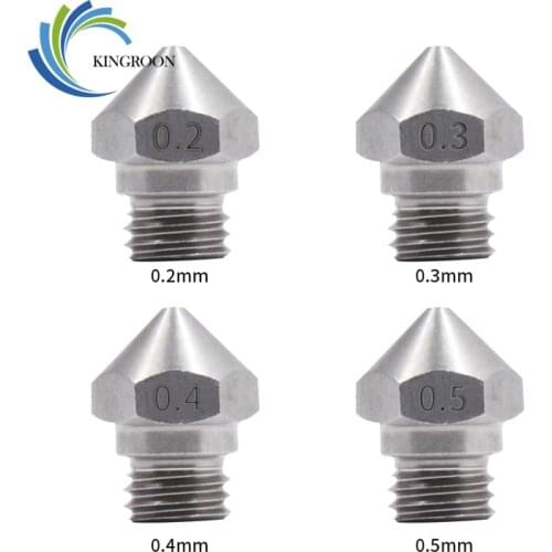 KINGROON 1PC MK10 Stainless Steel Nozzle For 3D Printer 0.2/0.3/0.4/0.5/0.6/0.8/1.0mm 1.75 Filament Nozzles 3D Printer Parts