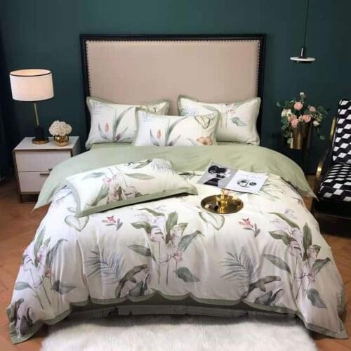 60s digital printing cotton wool 4-piece set,pure cottom American light luxury bedding