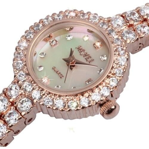Fashion watch small dial fine watch with diamond fashion trend waterproof simple round crystal diamond watch bracelet watch