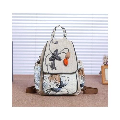 Fashion national string appliques shopping cover backpacks!Nice original prints women casual backrack All-match hasp backruck