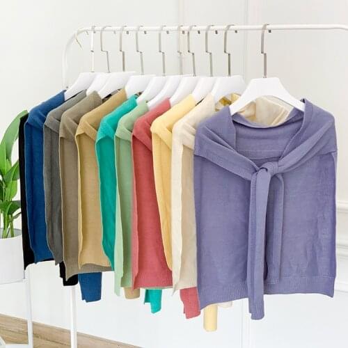 MoriBty New Solid Women Knitted Scarf Shrugs Spring-Autumn Long OL Shawl Wraps Luxury Shoulder Knot Pashmina Y Capes Neck Collar