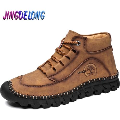 Autumn Mens Ankle Boots British Style Mens Shoes Waterproof Leather Men Motorcycle Boots Outdoor Men Trainers Boots Men Black