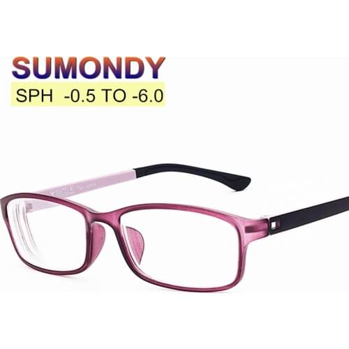 SUMONDY SPH -0.5 to -6.0 Finished Myopia Glasses Men Women Fashion Brand TR90 Frame Nearsighted Spectacles With Diopter F168