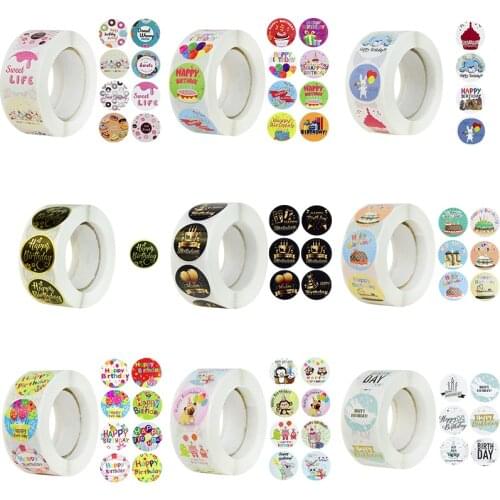 500pcs Happy Birthday Sticker Lable Seal Adhesive Sticker Birthday Party Gift Wrapping Supplies Paper Handmade Sticker