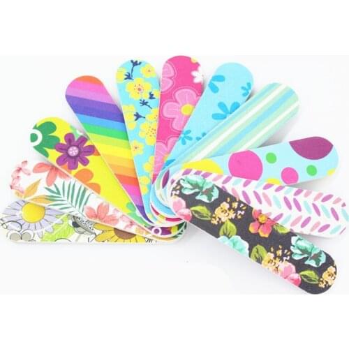 Newest 50pcs/lot Nail File Block Mini Nail Buffer Double-sided Printing Portable Pedicure Manicure Vijlen Nails Sandpaper File