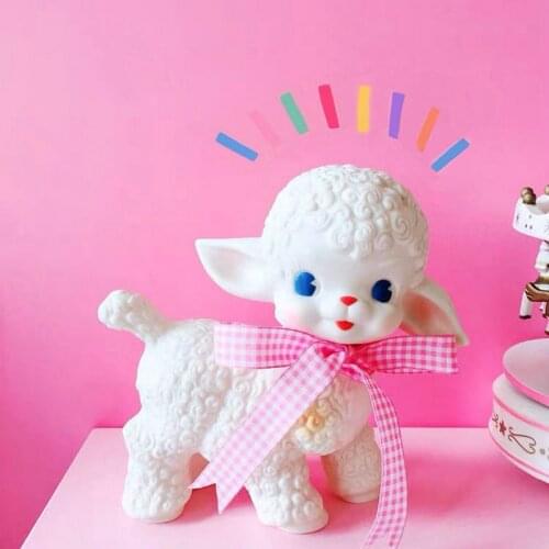Adorable Stuffed Lamb Plush toy Animal Sheep Toys Showa Bow Girl Sweet Heart Home Decor Children Kids gift Dropshipping