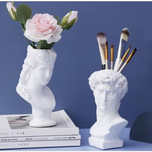 Resin Vase Flowerpot Home Decoration Makeup Brush Holder Pen Holder Cosmetic Storage Box European Sculpture Model Sketch