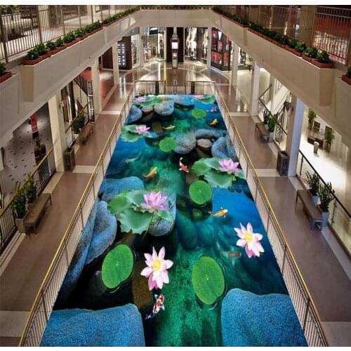 Custom 3d flooring Beautiful water mural wallpaper walls floor waterproof wallpaper for bathroom