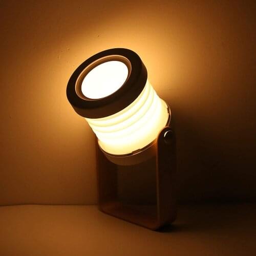 Portable Retractable Lantern Lamp, Wooden Handle Touch Control Dimmable Telescopic Folding Led Table Lamp Charging Night Light