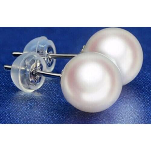 Top quality natural round 11-12mm Australian south sea white pearl earrings 18