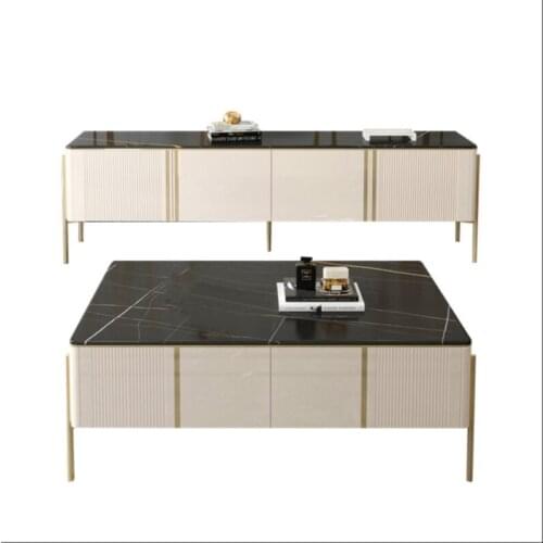 Rock TV cabinet coffee table combination set living room Nordic storage wall cabinet high household floor cabinet