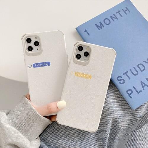 Retro letters lucky day Simple Korean Couple White Phone Case Silicone Cover For coque iPhone 11Pro Xs Max 7 6s 8 Puls X XR case