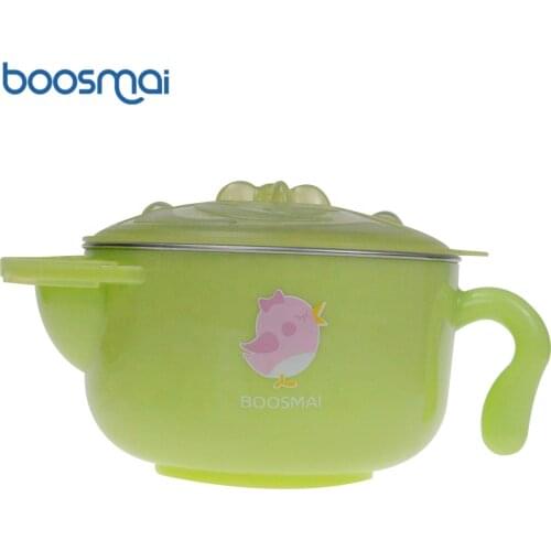 Food Warming Plate Water Filled Insulation Cup Children Eating Dishes Stainless Steel Tableware Baby Feeding Bowl With Lid