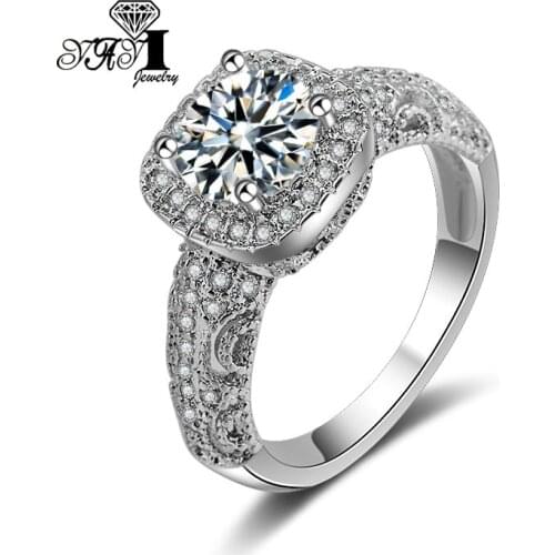 YaYI Jewelry Fashion Princess Cut Prong Setting White AAA Cubic Zirconia Silver Color Engagement Wedding Party Leaves Gift Rings