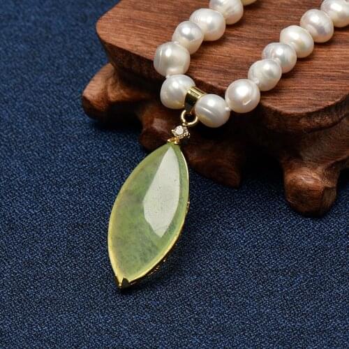 High end pendant Pearl Necklace 13*43*8 MM Pendant with slender white pearls 8-9mm freshwater Natural Pearl Necklace