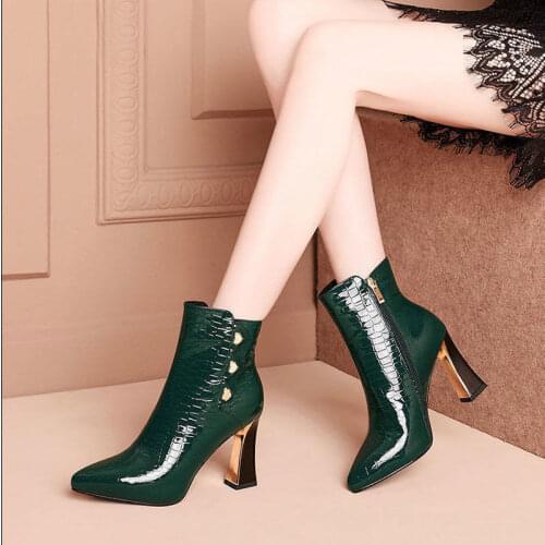 2021 Women Shoes Boots Side Zipper Comfortable Mid Heel Ankle Boots Fashion Warm Winter Shoes Women Boots