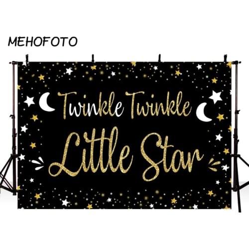 MEHOFOTO Gold Twinkle Twinkle Little Star Birthday Party Decor Photography Backdrops Baby Shower Background Photobooth Studio