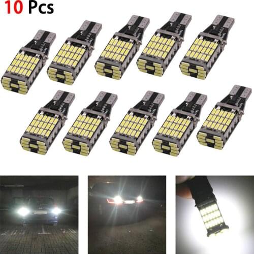 10Pcs 6000K White 45 SMD 4014 Error Free LED T15 W16W Car Reverse Back Light Bulb