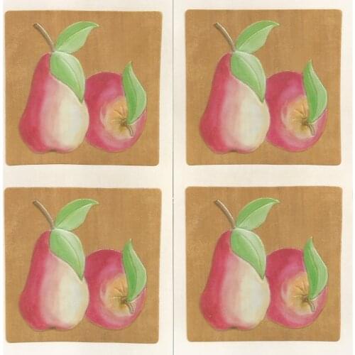 12 packs/box 3D vinyl PEAR & APPLE stationary sticker perfect DIY wall plate kitchen cup vase tile accessory kid room toy hobby