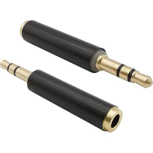2Pcs 3.5mm 3 pole Male to 3.5mm 4 pole Female Connectors TRS Male to Female TRRS Audio Stereo Adapter Dual Channel Gold Plated