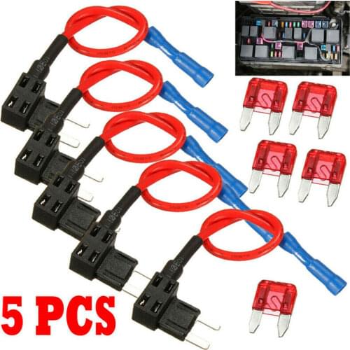 5pcs Car Auto Fuse Holder Tap Adapter Atc Ato Blade Terminal Motor Case Boxes Blow 12v 32v 16 Awg Wire Piggy Back Cutoff Switch